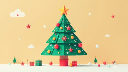 Christmas tree made from school supplies