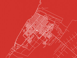 Christmas Map of Cozumel, Mexico in Snowy White on Festive Red Background.