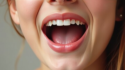 Obraz premium woman open mouth close up