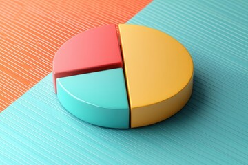 Obraz premium A minimalistic pie chart displayed on a pastel background, representing data visually with two segments in different colors.