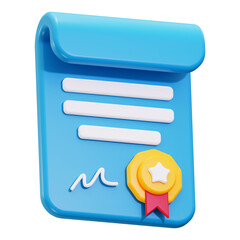 3d Certificate icon. Great for academic achievements, employee recognition, certifications, awards, and accomplishments