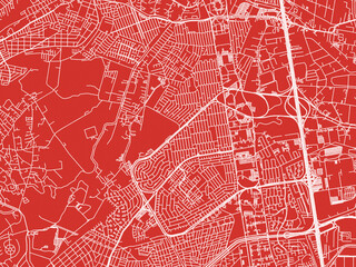 Christmas Map of Cuautitlan Izcalli, Mexico in Snowy White on Festive Red Background.