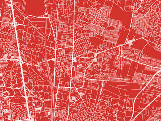 Christmas Map of Cuautitlan, Mexico in Snowy White on Festive Red Background.