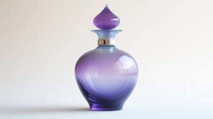 Elegant perfume bottle with a luxurious design featuring a soft purple gradient, sophisticated shape, and a decorative stopper for refined appeal.