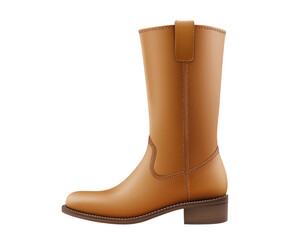 Stylish brown leather cowboy boot with low heel and smooth finish. Perfect for casual wear or country themed events