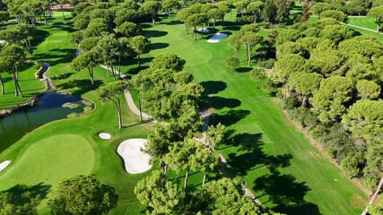 Experience the breathtaking beauty of a stunning golf course from above.
