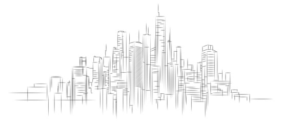 black sketch of the city without background © KRvisualPRO