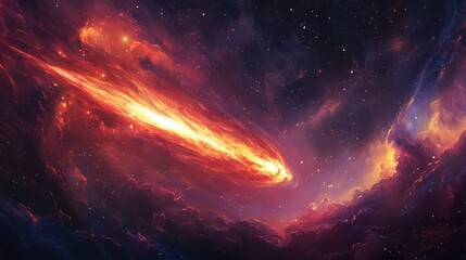 Radiant comet wallpaper glowing brightly in a starry cosmic textured backdrop