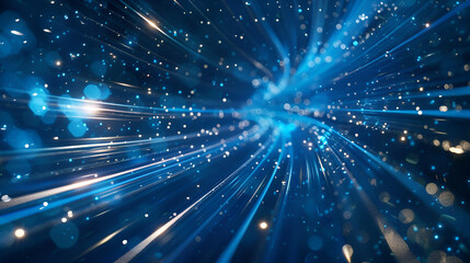Fototapeta premium Blue Nebula Light Beams Star Dust Universe Future Unknown Creative Abstract Technology Background 
