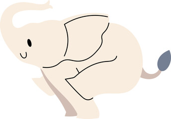 cute cartoon playful elephant character running illustration.