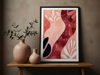 A pink abstract illustration that enhances any modern space.