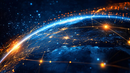 Global Internet Network Link Data Transmission Information Age Digital World	