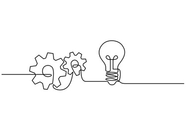 light bulb one line drawing continuous, Light bulb single line art, continuous one line drawing of  Isolated outline vector art, bulb symbol continuous one line drawing light idea.