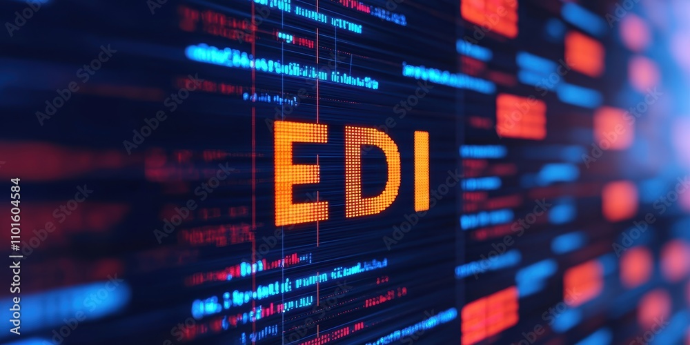 Poster electronic data interchange report digital workspace data management tech environment abstract view 