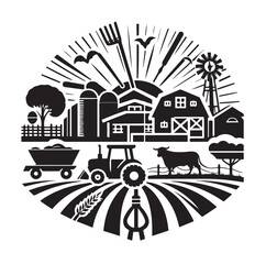 farming logo silhouette vector illustration