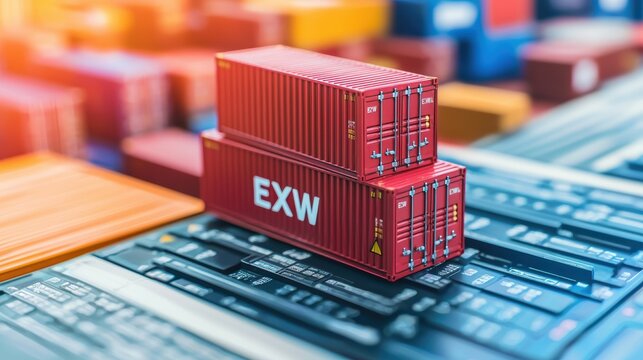 Global trade action managing exw on trade invoice shipping yard digital overview industrial insight