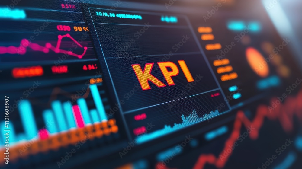 Poster kpi performance metrics analysis business dashboard digital data visualization corporate environment