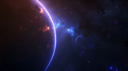 Obraz premium Stunning Space Nebula with Vibrant Colors of Blue, Featuring Cosmic Elements and Celestial Wonders, Ideal for Backgrounds or Illustrations