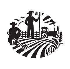 farming logo silhouette vector illustration