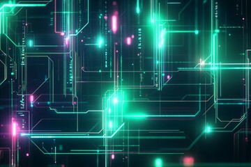 Naklejka premium A futuristic AI-themed background featuring glowing circuits