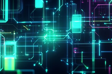 Obraz premium A futuristic AI-themed background featuring glowing circuits