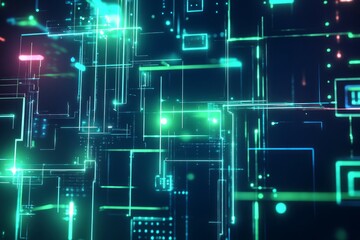 A futuristic AI-themed background featuring glowing circuits