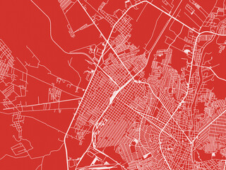 Christmas Map of Frontera, Mexico in Snowy White on Festive Red Background.