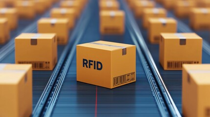 Rfid inventory tracking system warehouse technology industrial environment close-up view efficiency concept