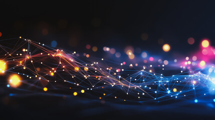 Obraz premium abstract professional business team people innovation connection of line from nail node to node on map background , networking concept