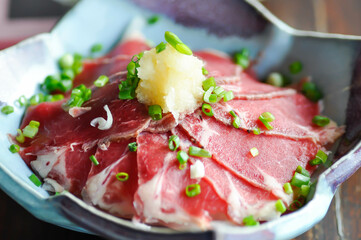 raw beef or sliced beef , beef for cook