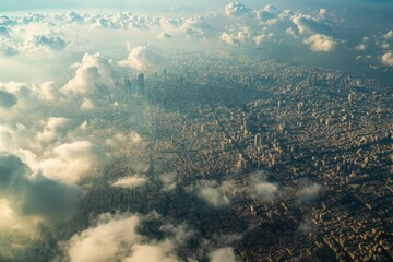 Beirut Cityscape: Aerial View of Beautiful Capital City with Blue Sky and Clouds