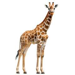 Obraz premium realistic giraffe standing tall in natural pose transparent background