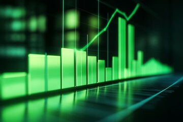 Green bar graph, with a gradual increase from left to right