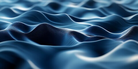 Obraz premium Abstract blue waves, flowing smoothly, 3D rendered texture.