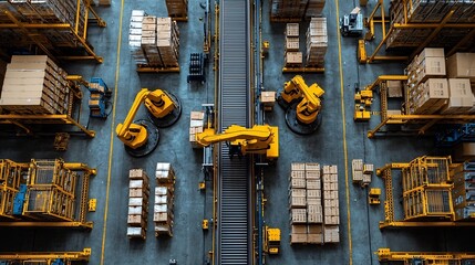 Top Down View of Robotic Arms in Minimalist Intelligent Warehouse System