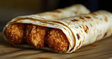 Crispy Fried Chicken Tenders Wrapped in a Tortilla