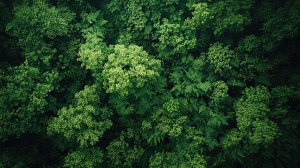 Obraz premium Lush Greenery Overhead View of Dense Foliage Featuring Vibrant Plants and Leaves in Various Shades of Green
