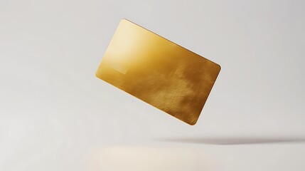 A shiny gold card floating against a light background, symbolizing luxury or premium services.