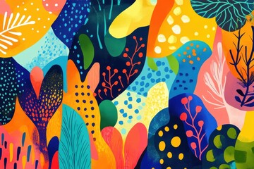 Colorful wallpaper design featuring a range of energetic styles