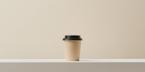 Minimalistic coffee cup on a table against a neutral backdrop for modern aesthetics.