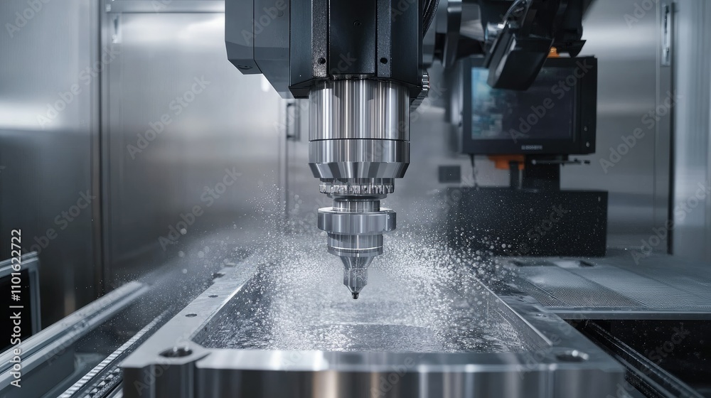 Aufkleber a technician overseeing a precision cnc machine with water cooling process in a modern industrial wo