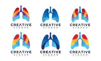 Lungs vector logo design collection. lung technology logo icon