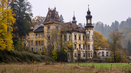 Obraz premium Abandoned castle at Grad Bokalce, Ljubljana, Slovenia, a travel destination in Europe.