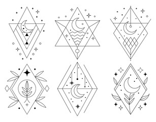Sacred Lunar Geometric Star Symbols