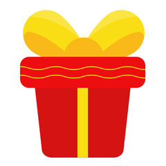 Vector illustration of a red Christmas holiday gift with a yellow bow