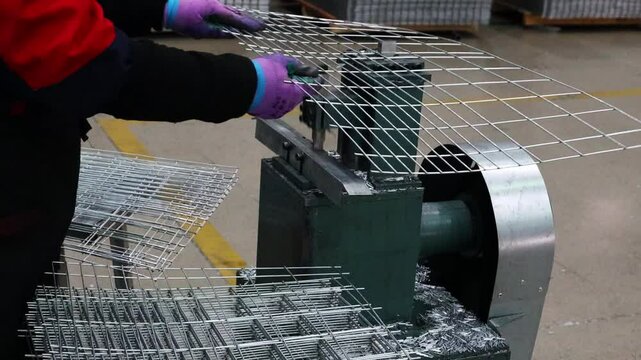 Wire mesh production workshop, in the factory

