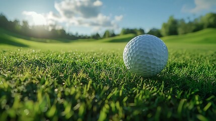 Fototapeta premium High Velocity Golf Ball Heading Towards on Vibrant Golf Course