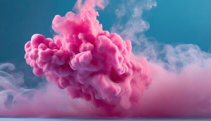 A vivid and artistic stock photo featuring puffs of vibrant pink smoke swirling against a bold blue background, emphasizing dynamic contrast and rich tones in a bold, colorful style.