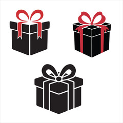 set of christmas gift box silhouette	
