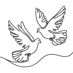White dove in one continuous line drawing. Bird symbol of peace and freedom in simple linear style. Concept for national labor movement icon. Editable stroke. Doodle outline vector illustration